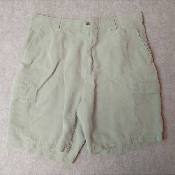 Montego Mon 100% Silk Shorts. Men's Size 36. Khaki. - Picture 1 of 6